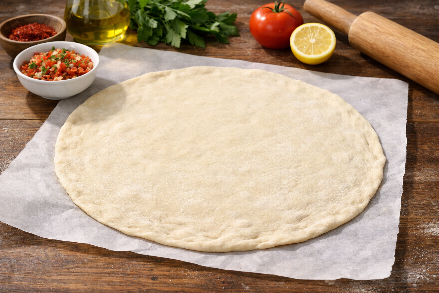 Açılmış lahmacun hamuru testi